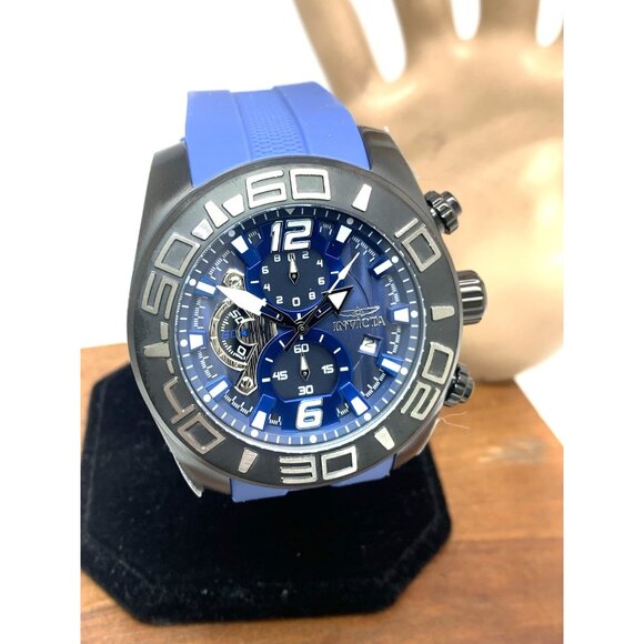 Invicta Men's Watch 22812 Pro Diver Quartz Chronograph Blue Black Rubber Strap - Picture 14 of 15